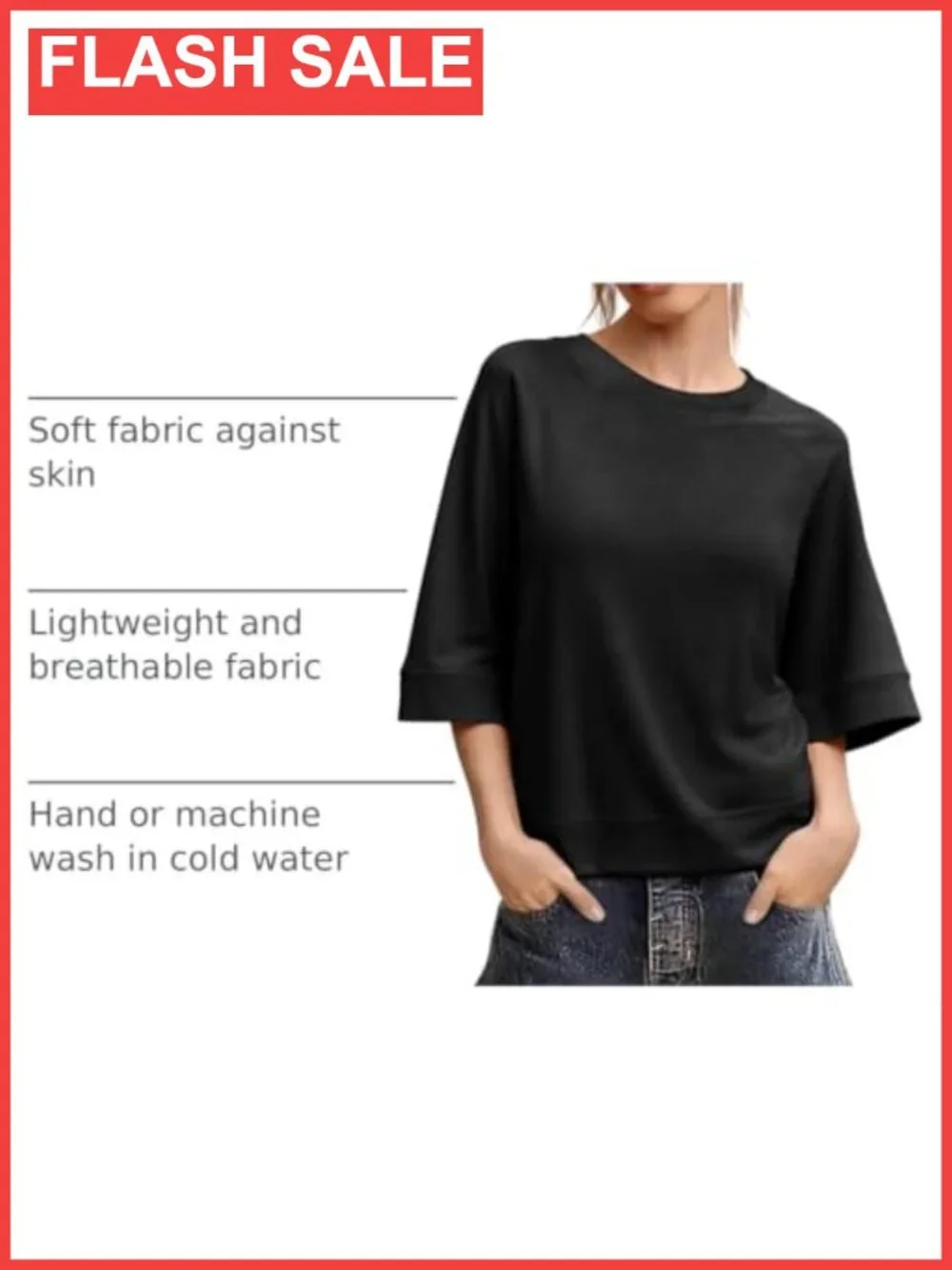 Oversized Boxy Half Sleeve Crew Neck T-Shirt Casual Loose Fit Top